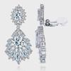 18K White Gold Zircon Water Drop Ear Clip Earrings - European and American Bridal Fashion