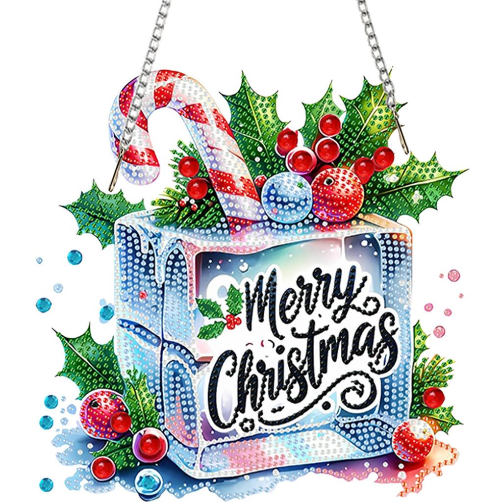 Weihnachtsthema 2D/Flach DIY Strassstein Diamantmalerei Fensteranhänger Spezielle Form Diamantmalerei Anhänger Heimwanddekoration Bastelarbeiten
