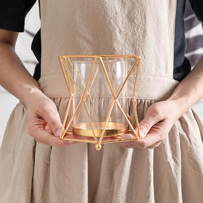 WTEMPO Ceramic Vases with Iron Stands Cylindrical Vases for Living Room Dining Table Decor Vases for TV Cabinet and Coffee Table Decor Vase Ornaments