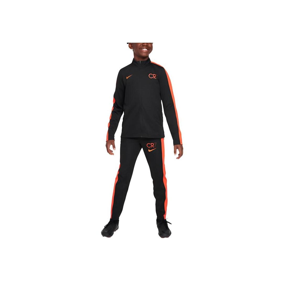 

Повседневный спортивный костюм Nike CR7 Color Block с воротником-стойкой и молнией, эластичные длинные брюки, детский костюм, черный FJ6177-010 XS