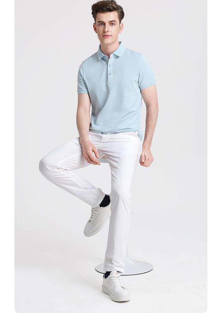 [Cool/Breathable] Langdeng Men's Short Sleeved Collar T-shirt New Summer Casual Business Solid Color Polo Shirt