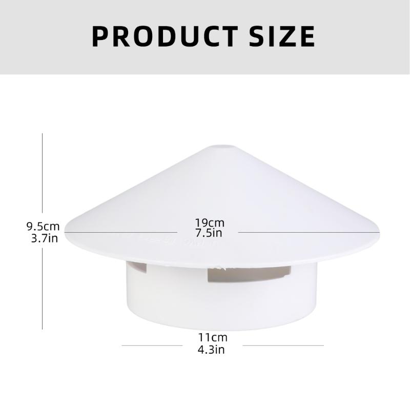Atmungsaktive PVC-Kappen für Kaminhauben für 110mm Rohre, Belüftung und Witterungsbeständigkeit