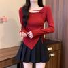Design Sense Niche Irregular Slim Short Top Women's Autumn New Inner Bottom Knitted Sweater