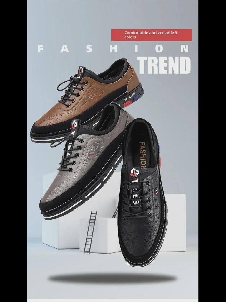 Men's Autumn Soft Leather Casual Shoes with Breathable Design and Flexible Sole