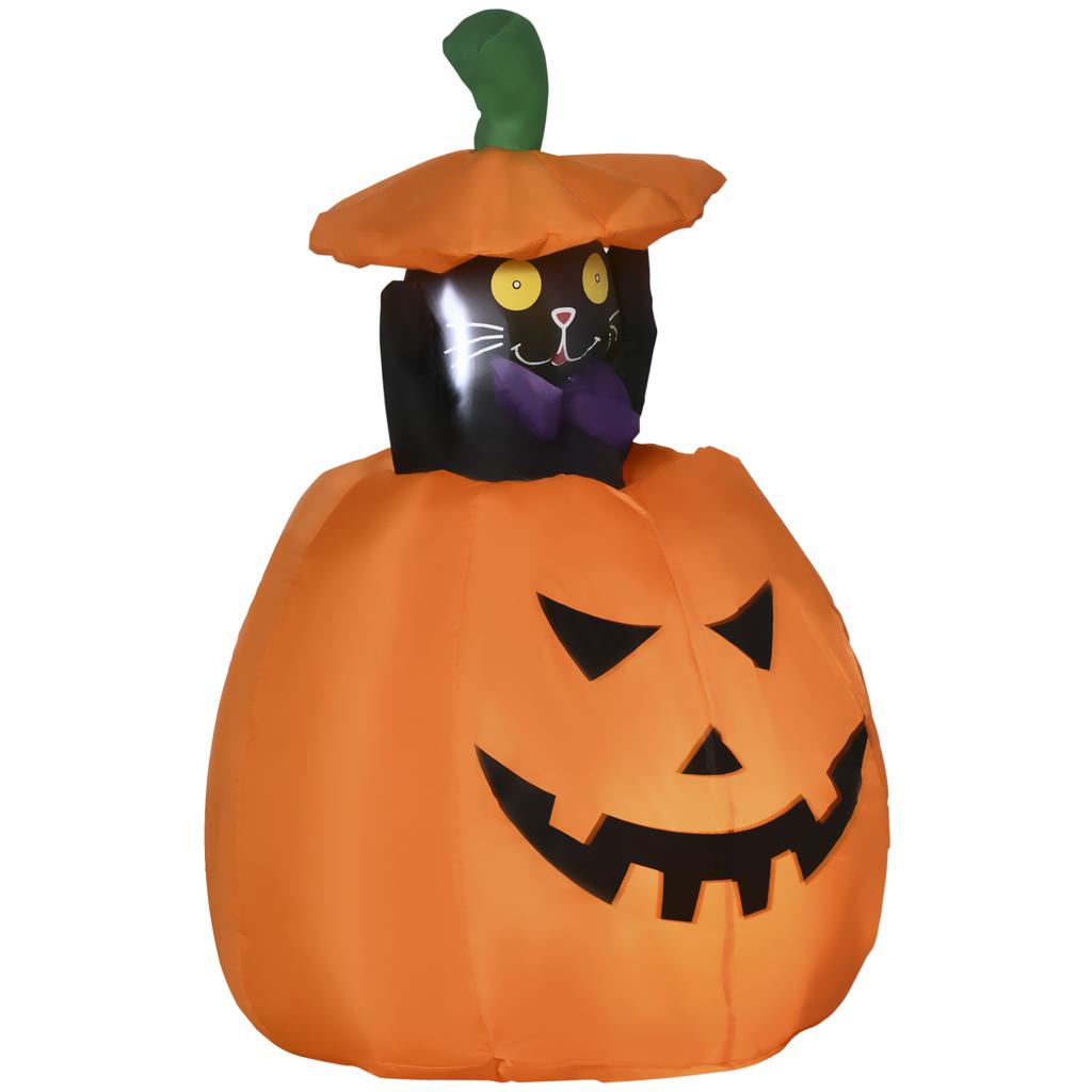 Self-inflating Halloween decoration, Halloween pumpkin, including LEDs, outdoor, weatherproof, 76 x 64 x 115 cm, orange