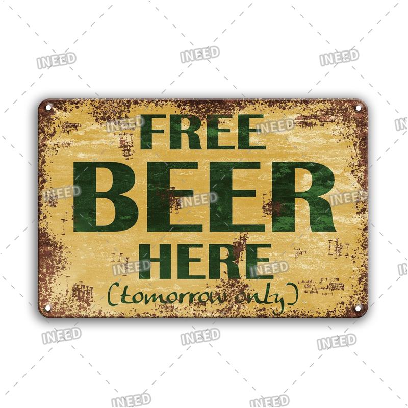 💰Kjøp Free Beer Here Metal Plaque Bar Sign Vintage Coffee Tin Poster ...