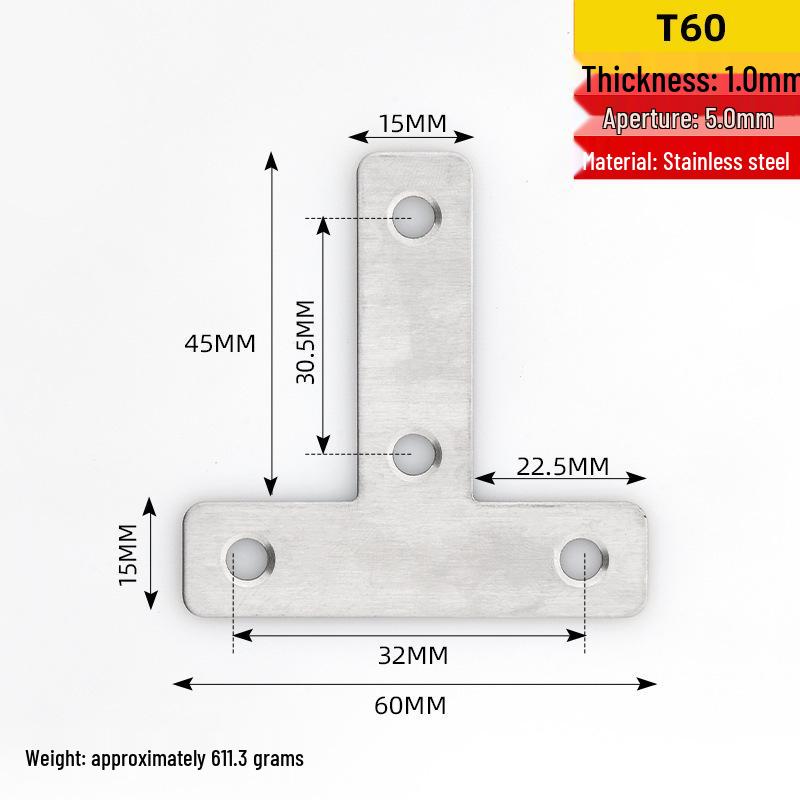 Stainless Steel 90° L-Shaped Right Angle Corner Bracket Connector