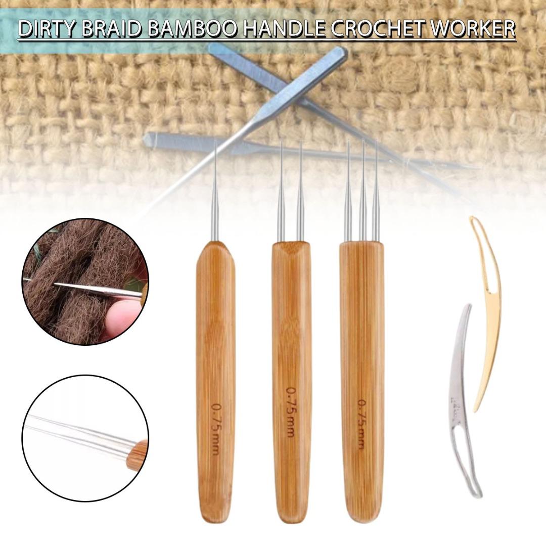 

Mayitr 5 шт. DIY игла для вязания крючком бамбуковая ручка страх вязать волосы инструмент для плетения плетения