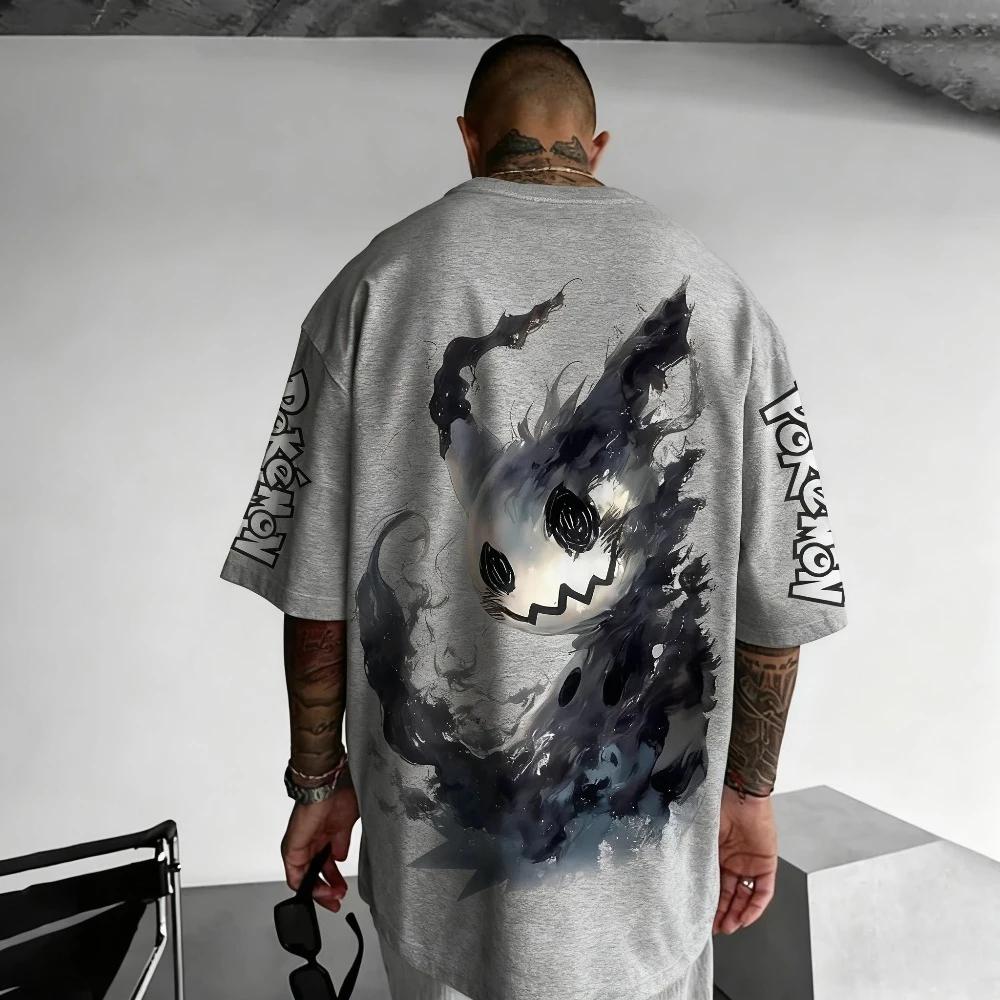 Pokémon Game Mimikyu Anime T-shirt 2025 Summer New Men's and Women's Street Loose Casual Plus Size Parent-child Clothing Top