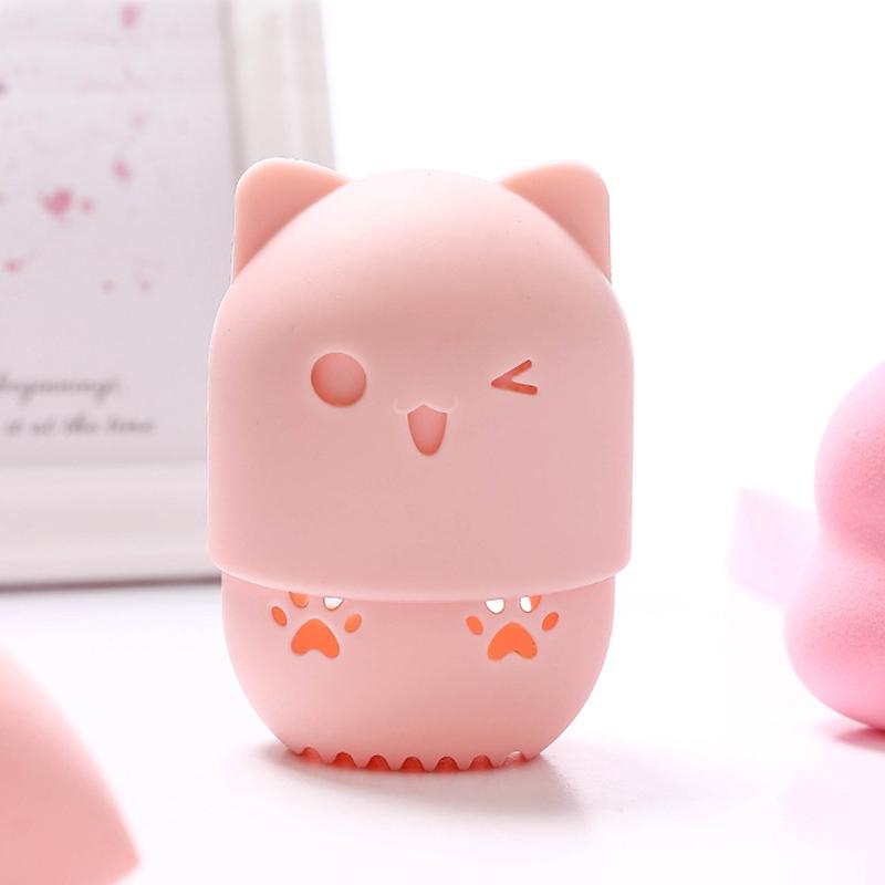 Mini Makeup Sponge Egg 10 Colors Cosmetic Puff Cute Silicone Powder Puff Drying Holder Make Up Tool