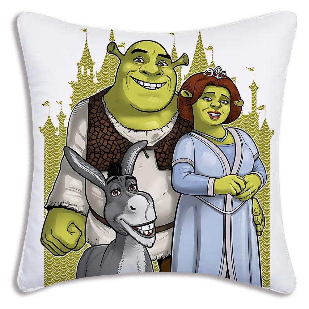 Federe per Cuscino Divertenti Shrek Film Fantasy Cartone Animato Divano Decorativo Casa Stampa Double-Sided Corto Peluche Cuscino Carino