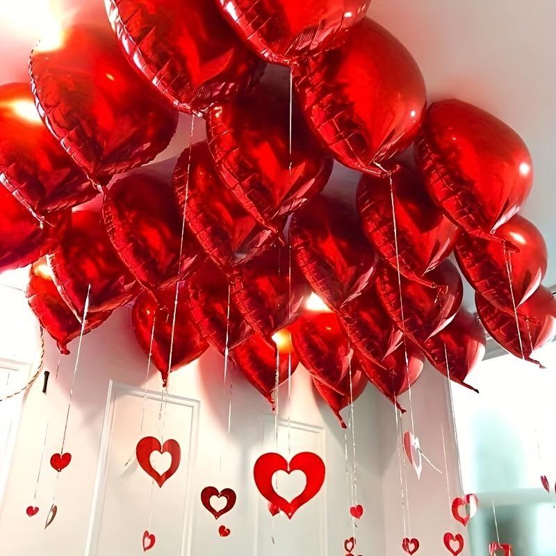 100/5PCS Red Heart Love Balloons Inflatable Aluminum Foil Balloon for Birthday Party Ornament Valentine's Day Wedding Party Gift