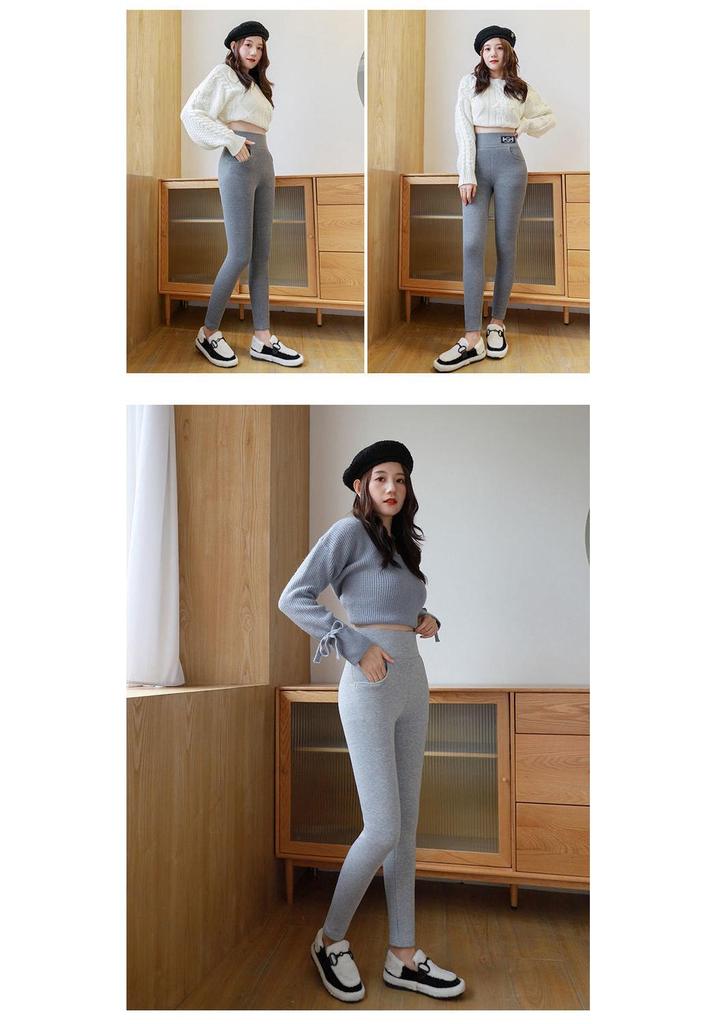 HG Damen Hohe Taille Lammwoll Samt Verdickt Schlankmachend Winter Baumwollhose