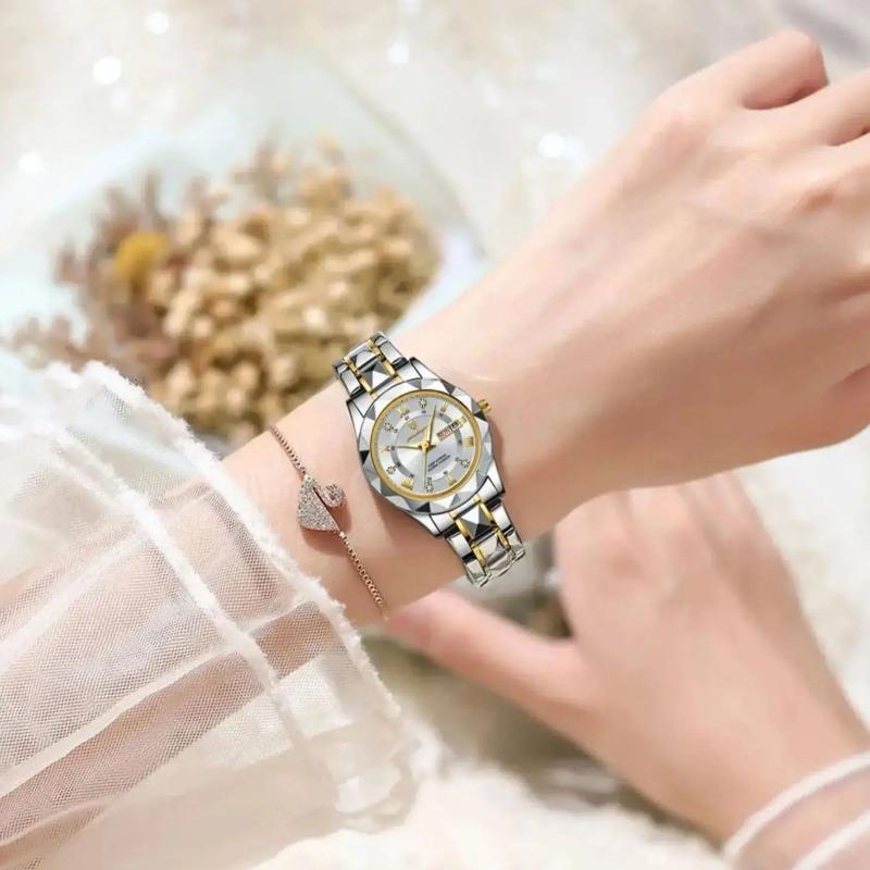 POEDAGAR Elegant Luxury Women Watch Luminous Waterproof Week Date Wristwatch Stainless Steel Fashion Quartz Ladies Watches