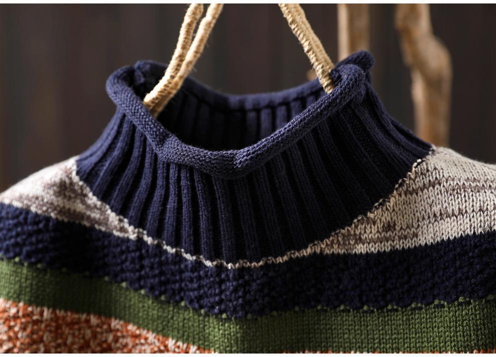 2025 Women's Colorful Fair Isle Cotton Sweater, Half-High Neck, Autumn/Winter Style, Versatile for Outerwear or Layering