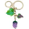 Creative Resin Purple Grape Keychain with Leaves