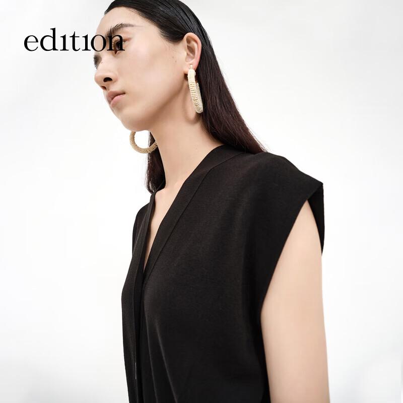 Edition Women's Summer Knit V-neck A-Line Midi Dress