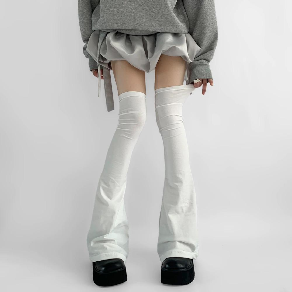 Horn Pile Sock Covers Over The Knee JK Socks Y2k Long Tube Black Slightly Flared Leg Covers for Women To Look Slim 2026 New
