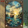 Vintage Nautical Metal Wall Art, Old Sailing Ship Pirate Decor, Home Wall Decor
