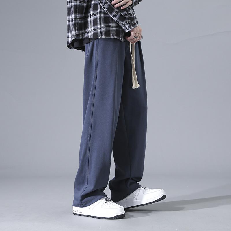 Men's spring and autumn new loose straight casual pants men's drape wide legs