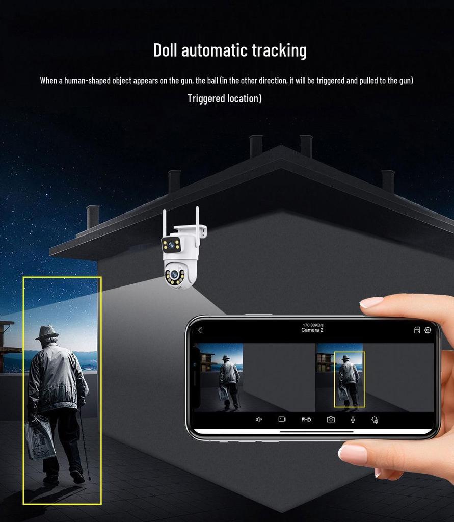 WiFi Outdoor Surveillance Camera with Night Vision and HD Binocular Smart Monitor