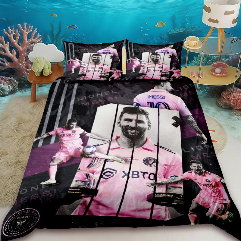 Duvet Cover Fashion Football Messi Printing Bedding Set Duvet Cover Comforter Bed Youth Kids Girl Boys Luxury Birthday Gift