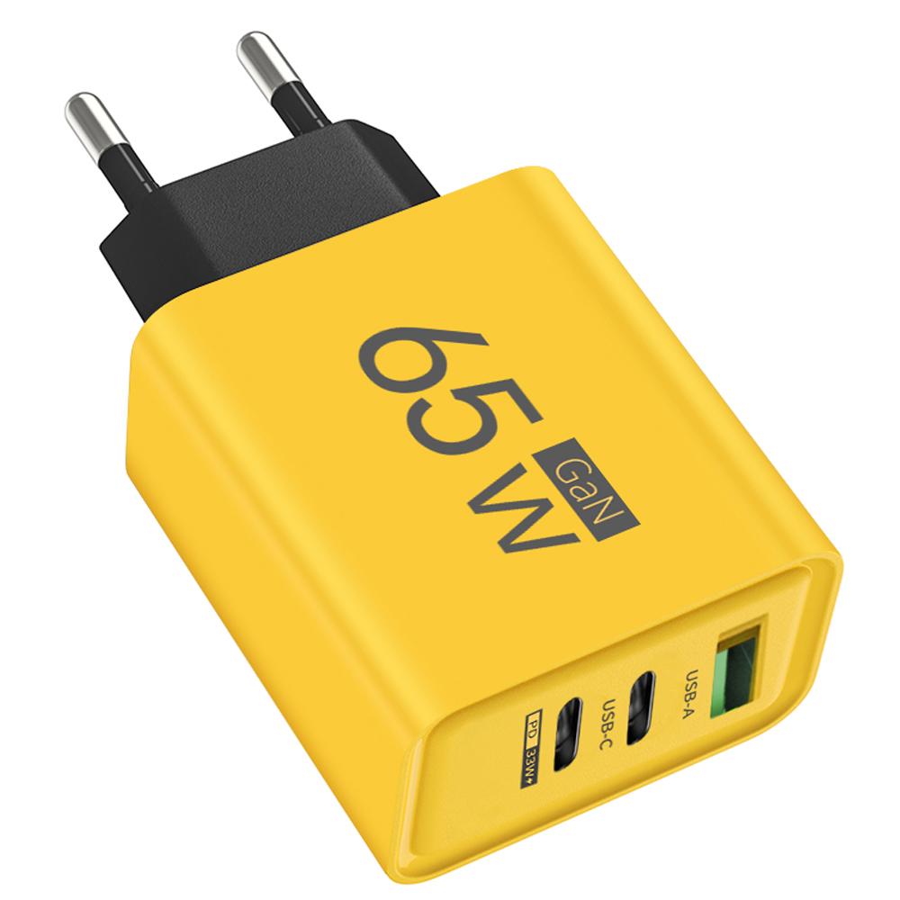 65W GaN USB Phone Charger Type C Fast Charging 3 Ports Phone Adapter For iPhone 15 Samsung Xiaomi  EU/US Plug Wall Charger