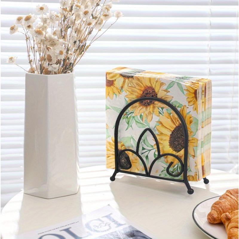 Simple and Stylish Iron Paper Towel Rack In Black for Cross-border Cafe and Hotel Table Storage Nordic Hand-drawn Tissue Rack