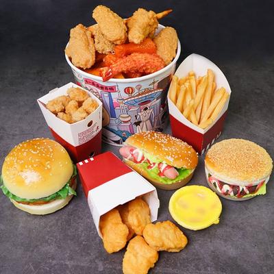 Scene Model Hamburger Fries Sandwish Artificial Food Model Simulation Kitchen Faux Fried Chicken