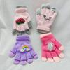 Girls' Double-Layer Knitted Cartoon Gloves - Cute & Warm, Ideal for Primary School Students In Autumn/Winter
