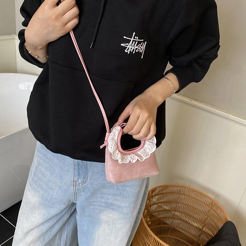 Sac à main pour petite fille à bordure en dentelle, Mini sac bandoulière mignon pour bébé, Sac à bandoulière unique pour enfant