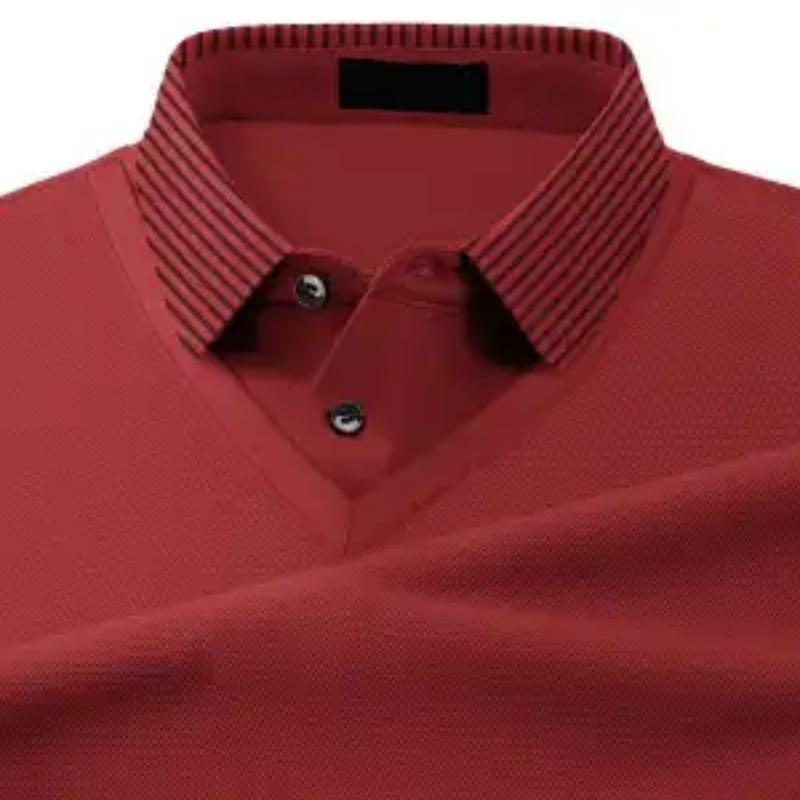 Herren Einfarbiges Patchwork-Kragen Kurzarm Polohemd