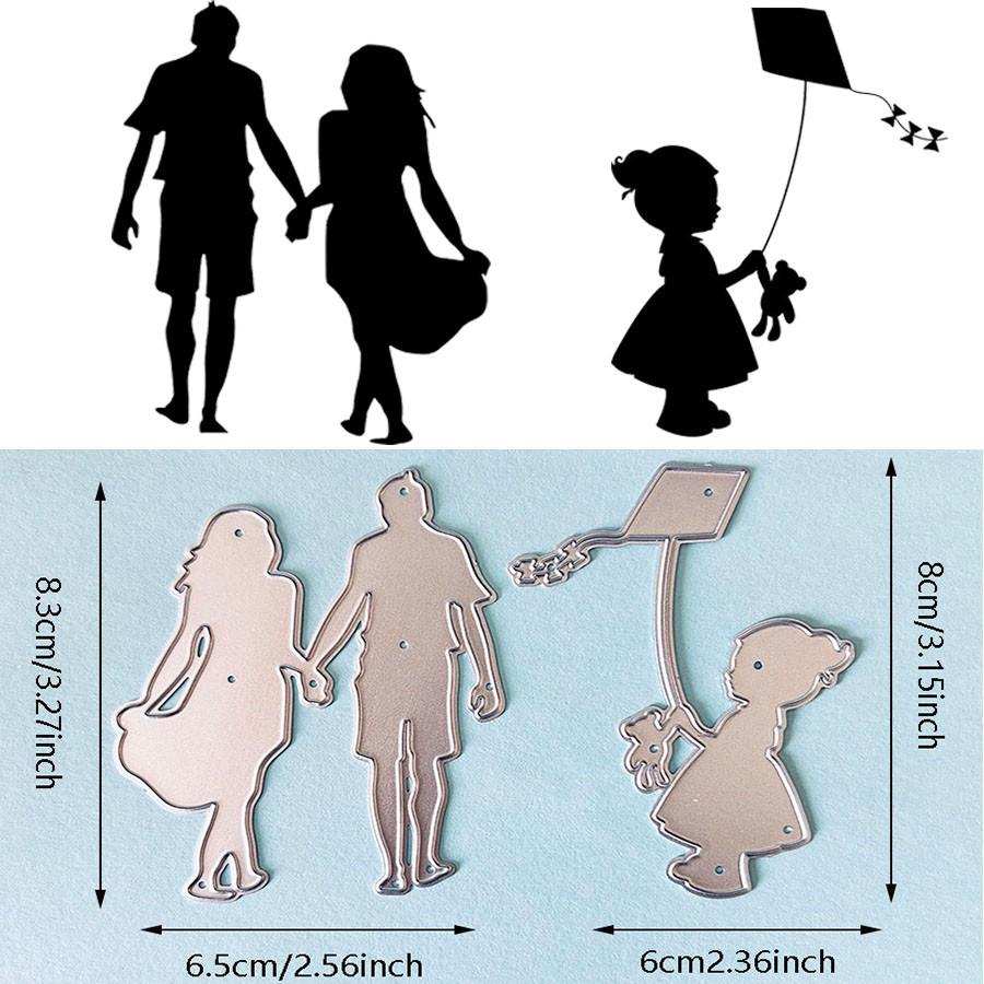 2pcs Family Members Metal Cutting Dies Stencil for DIY Scrapbooking Photo Album Embossing Paper Cards Crafts Diecuts