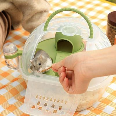 Hamster Travel Cage Hand-held Gift Keep Warm Small Animal Hamster Indoor Box Hamster Carrier Cage Amusement Park Pet Accessories