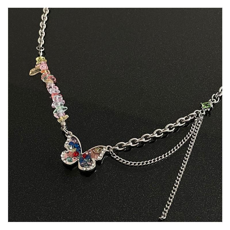 Full Diamond Butterfly Necklace - Sweet & Edgy Pendant - Y2k Hot Girl Design - Choker Necklace