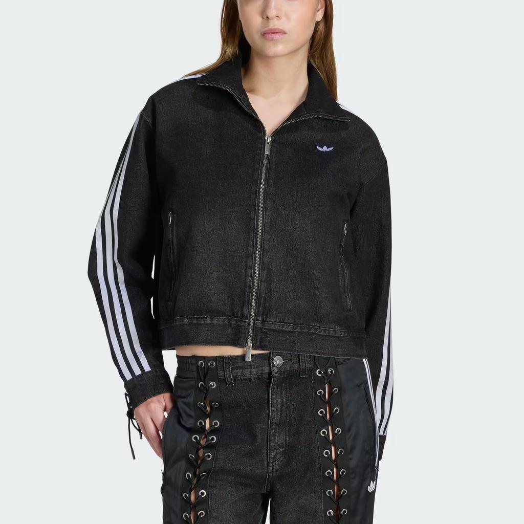 Adidas Originals Fb Denim Lacing Loose Fit Zip Collar Long Sleeve Denim Jacket Women jackets KS1394