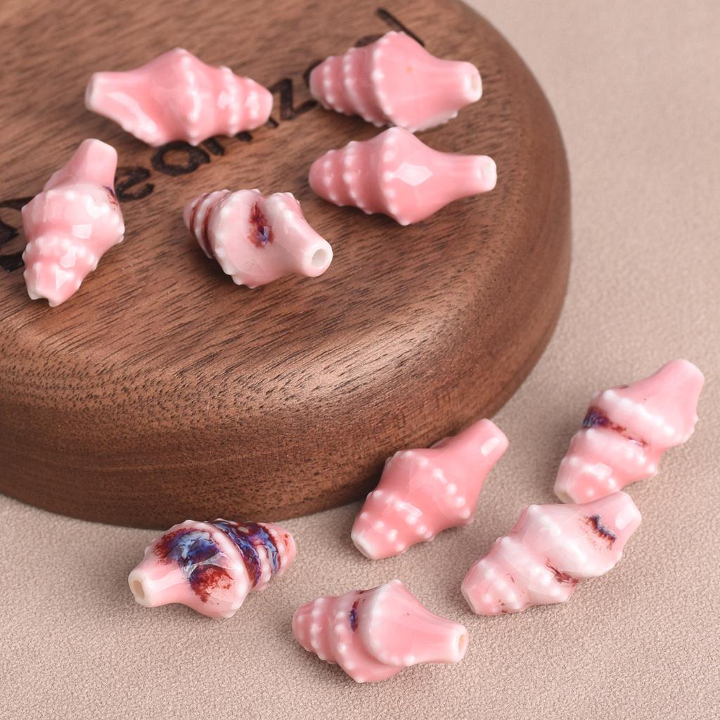 10pcs Ocean Conch Shape 20x11mm Colorful Glazed Ceramic Porcelain Loose Beads For Jewelry Making DIY Crafts Findings