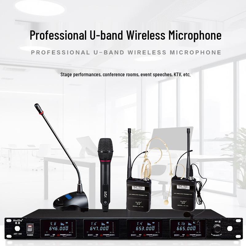 HuiDu ART-200 Professional Wireless Dual Diversity Conference Microphone with Anti-Interference Technology