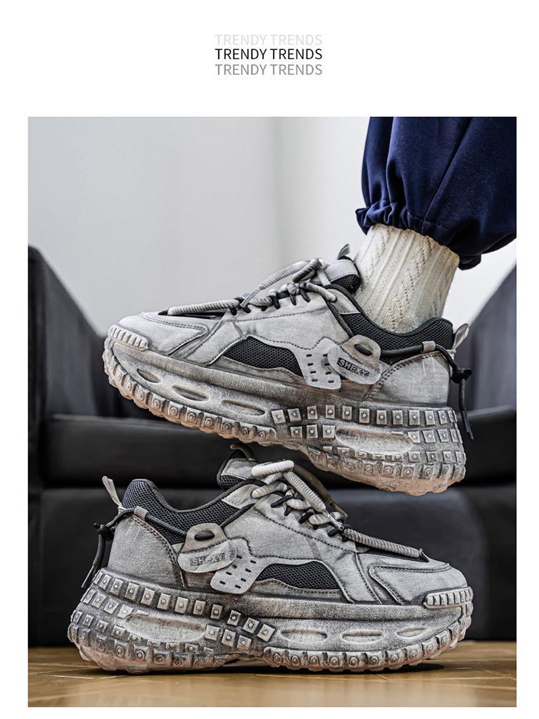 Men's Trendy Breathable Mesh Sneakers with Thick Tire Sole