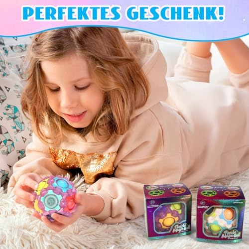 Cofvetia 2 Pack Rainbow Magic Puzzle Ball, Rotating Fidget Toy for Kids & Adults, Stress Relief & Brain Teaser, Logic Skill Training, Birthday Gift