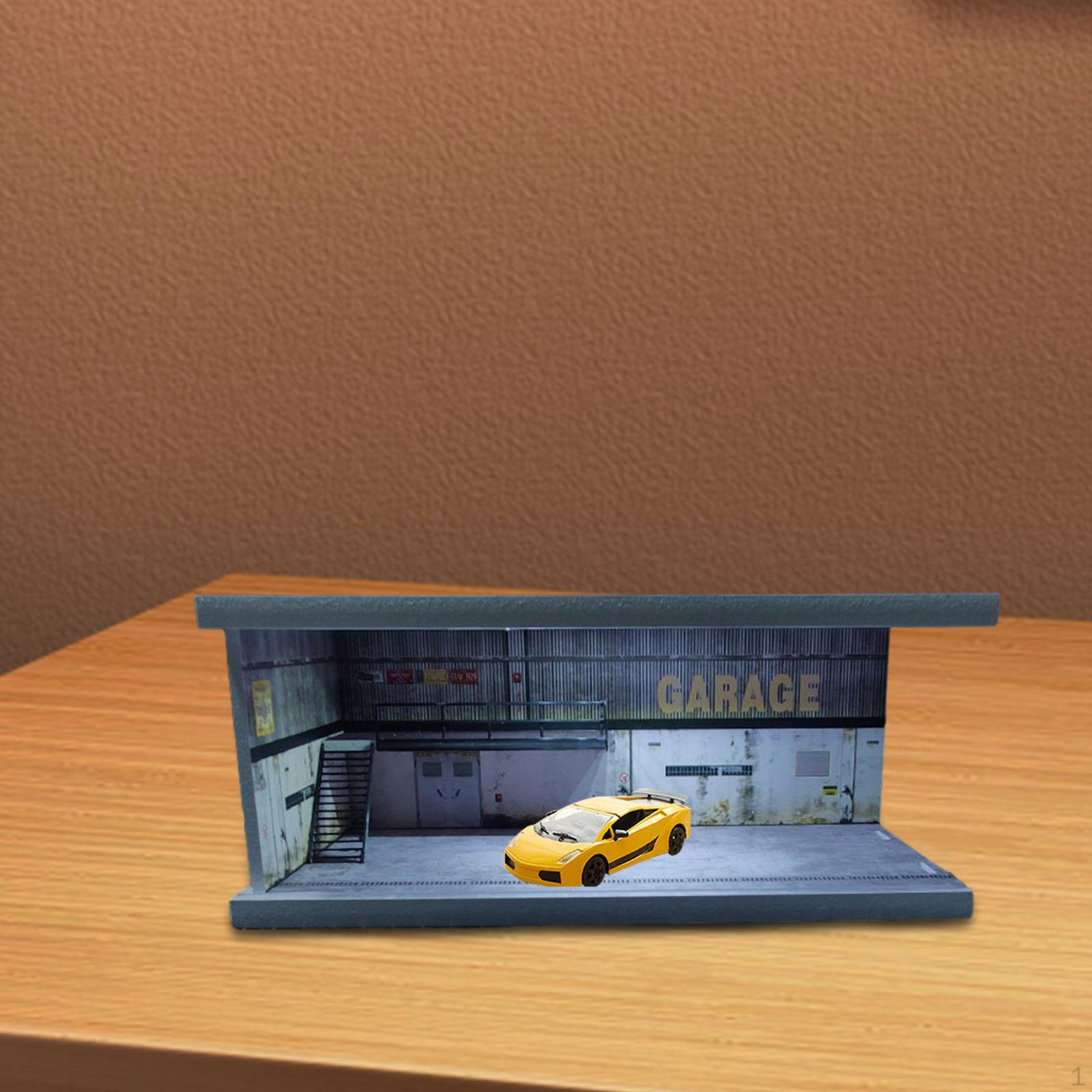 

1/64 Диорама Автомобиль Витрина Сплав Модель Игрушечная Подставка С Контейнером Световых Декораций FC06