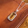 Natürlicher Amethyst Citrin Anhänger S925 Sterling Silber Halskette Damen Europäischer und Amerikanischer Stil Hochwertiger Farbstein Anhänger Mode Geschenk