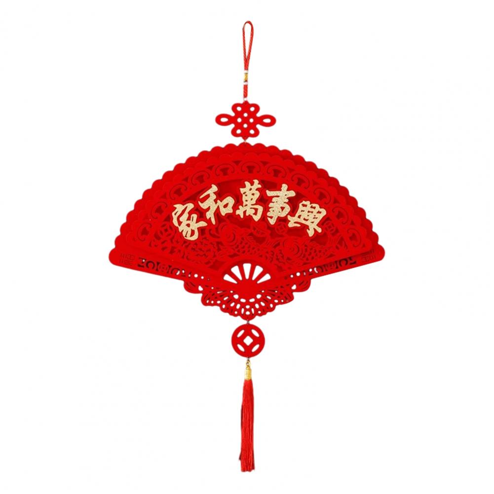 Spring Festival Decor Red Fu Character 3D Fan Shaped Hanging Pendant with Tassel for Spring Festival Wall Window Decor красный