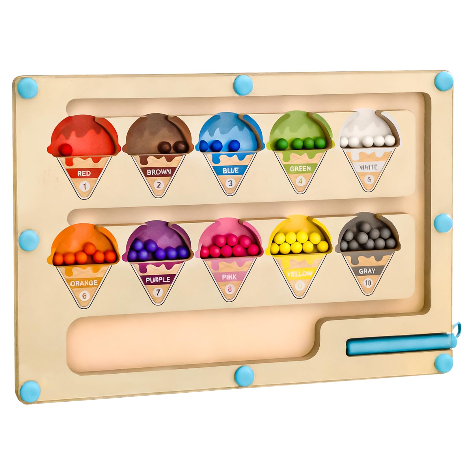 

Montessori Magnetic Ball Maze, Educational Toy for Toddlers, Brain Training, Hand-Eye Coordination, Fibrillation Control, Color and Number