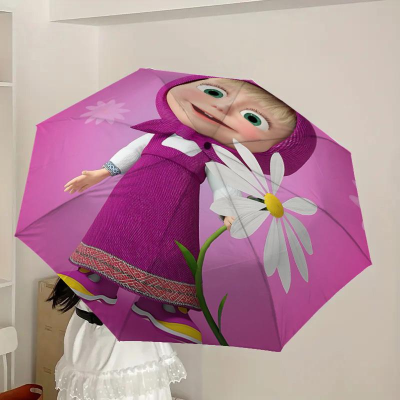 1pc Masha Automatic Folding Umbrella, Portable Collapsible Design, Casual Outdoor Accessory L1127070