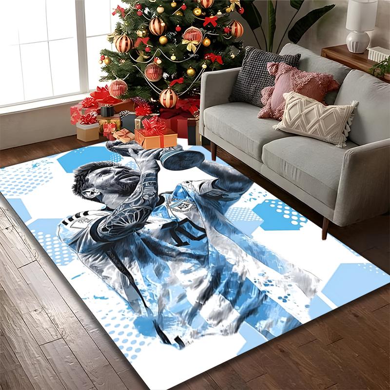 1pc Football Star Messi Printed Chair Rug for Home Office Use, Living Room Kitchen Game Room Area Carpet