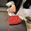Women Vibrant Floral Small Shoulder Bag Summer Minimalist Pleated Shell Crossbody Bag for Daily Commute & Casual Outings AVE