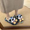 Niedliche Cartoon flauschige Hausschuhe Damen 2025 Herbst und Winter neu weich niedlicher Welpe kann Fleece tragen warme Baumwollhausschuhe