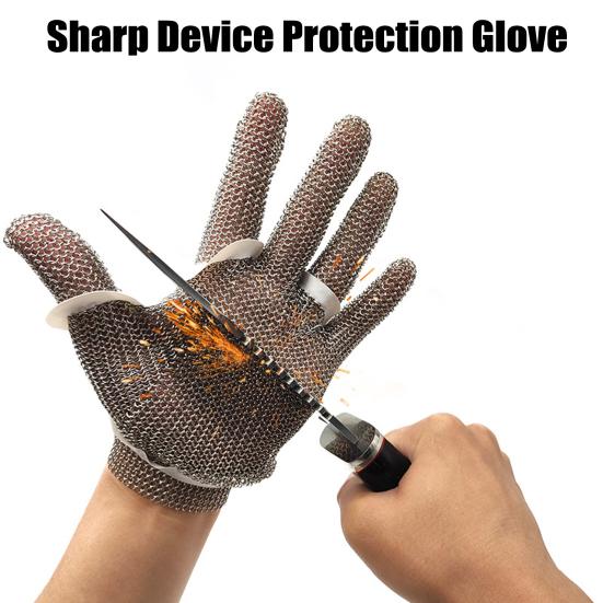 1Pc Cut Resistant Gloves A9 Protection Level Stainless Steel Safety Anti Cutting Gloves Adjustable Wrist Strap Gloves for Butcher Fishing Oyster