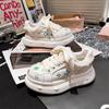 Embroidered Canvas Shoes Platform Muffin Casual Shoes Board Shoes Bread Shoes Height Increase Small Cm White Shoes Women